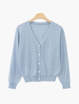 Belief Linen Summer V-Neck Long-Sleeved Knit Cardigan (6 colors)