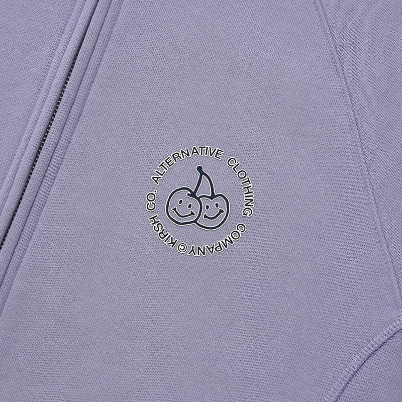 DOODLE CHERRY CIRCLE LOGO NAPPING HOODIE ZIP UP [LAVENDER]
