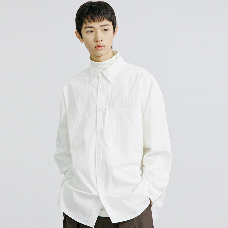 ナイロンユーティリティポケットランドリーシャツ / NYLON UTILITY POCKET LAUNDRY SHIRT WHITEKND/ {{  category }}