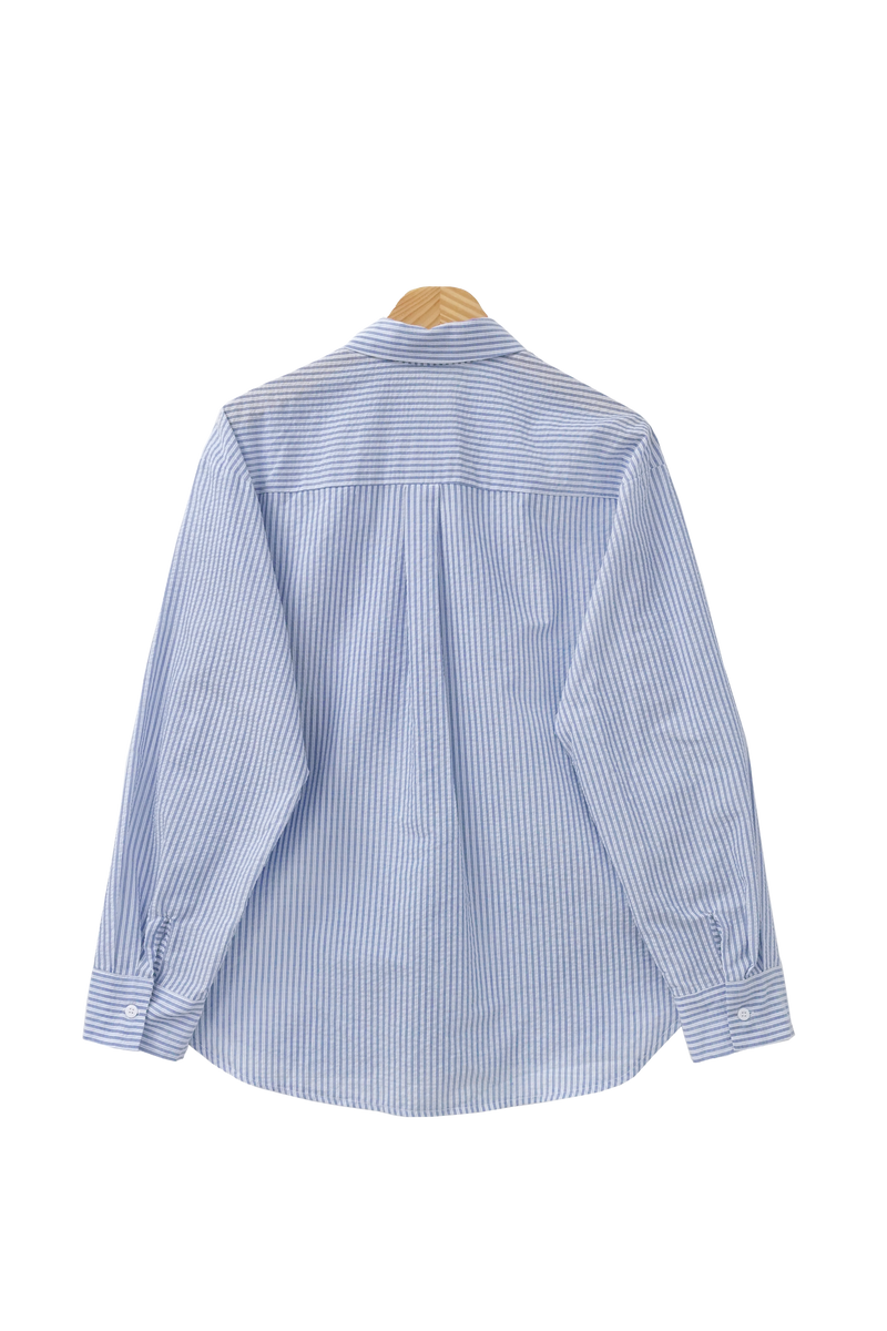リップル シアサッカー 夏 ストライプ ルーズフィット シャツ(3color) / Ripple Seeker Summer Stripe Loose Fit Shirt (3 colors)