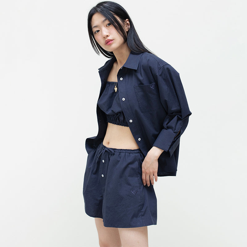 ハートロゴチューブトップ / HEART LOGO TUBE TOP_LINNEN NAVY – 60