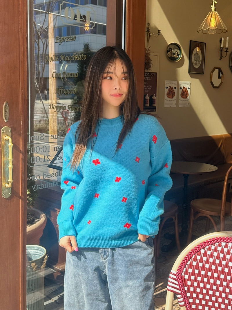 ブルーフラワーニット / blue flower knit – 60% - SIXTYPERCENT