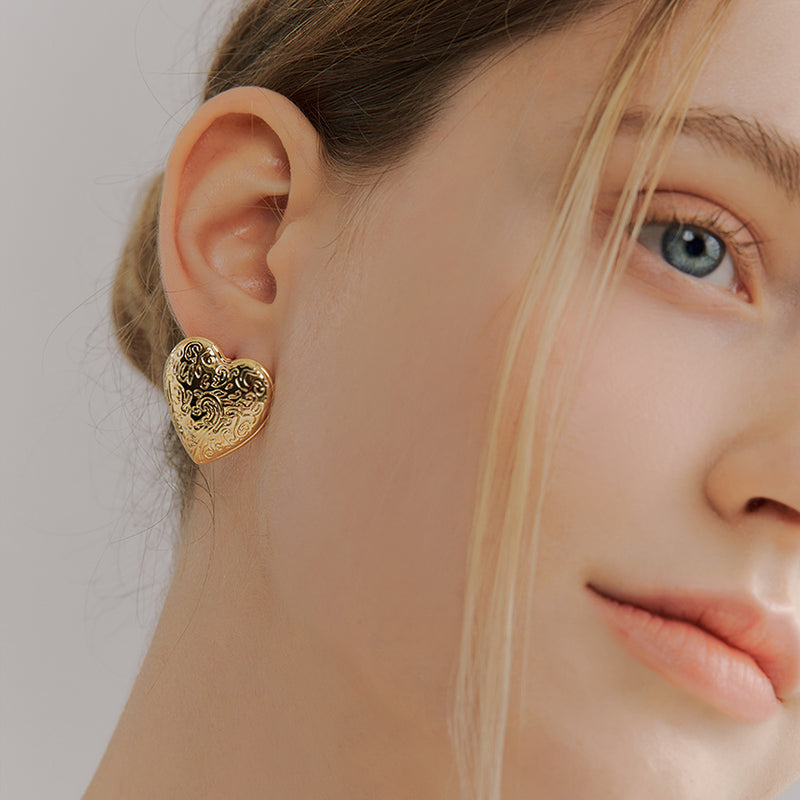 ビンテージビッグハートピアス / vintage big heart earring – 60