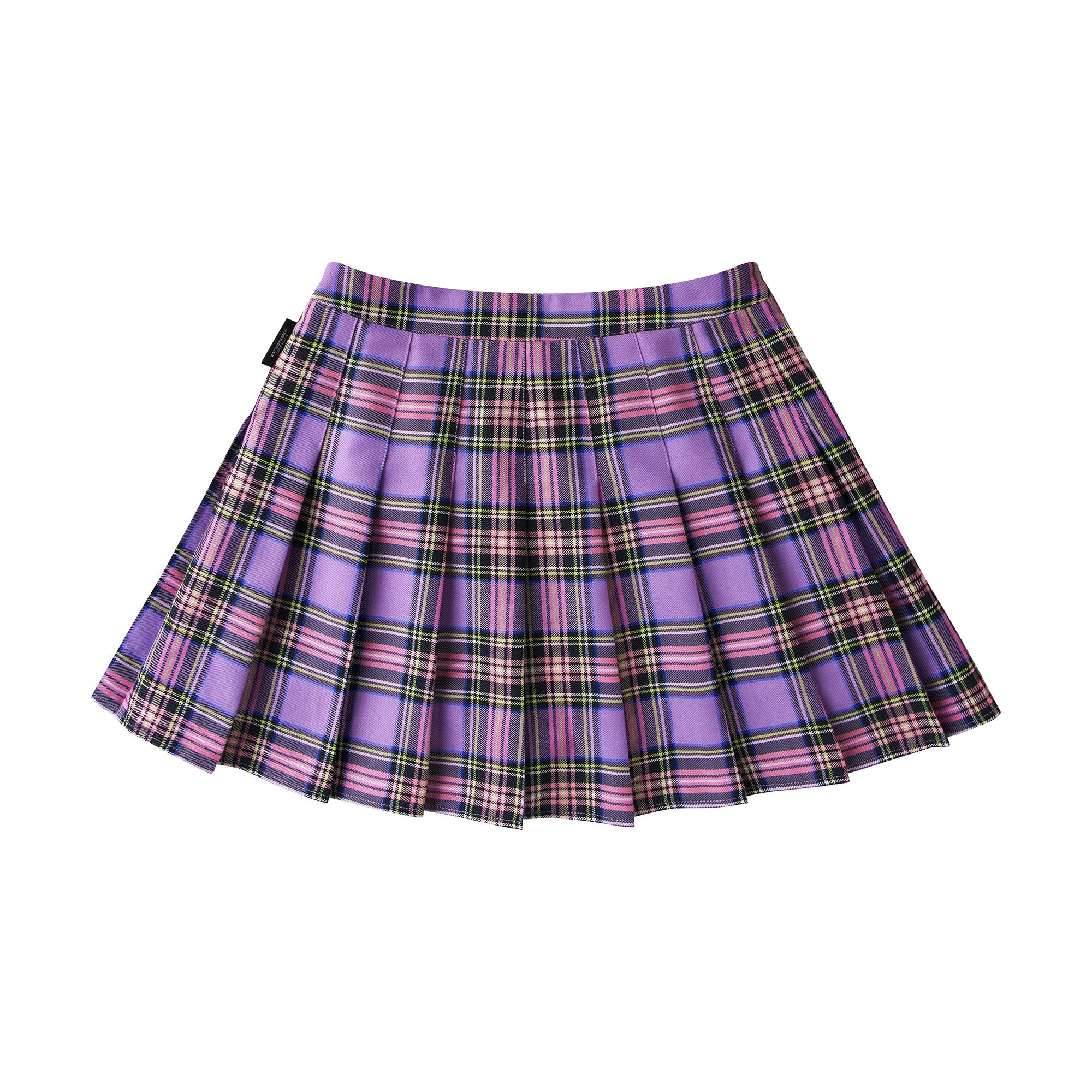 Pastel Purple Pink Heart Belt Plaid Tennis Skirt Loilta