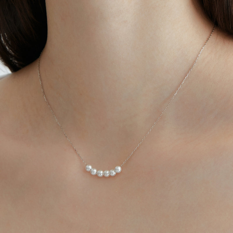 パールシルバーチェーンネックレス / [925 SILVER] Pearl Silver Chain