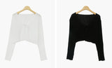 Stew Strap V-Neck Summer Bookle Cropped Knitwear Cardigan (3 colors)