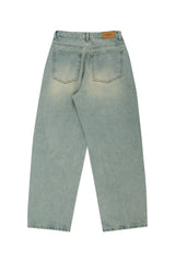 Vintage washed pin tuck denim pants